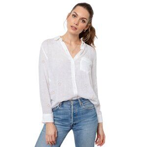 Rails Charli Shirt – Metallic Stars NWT Size S Small White Gold Thread Embroider